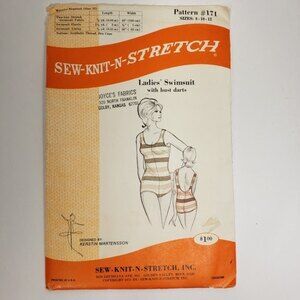 Vintage Woman's Bathing Suit Pattern Size 8-12 Sew Knit N Stretch # 171 Uncut